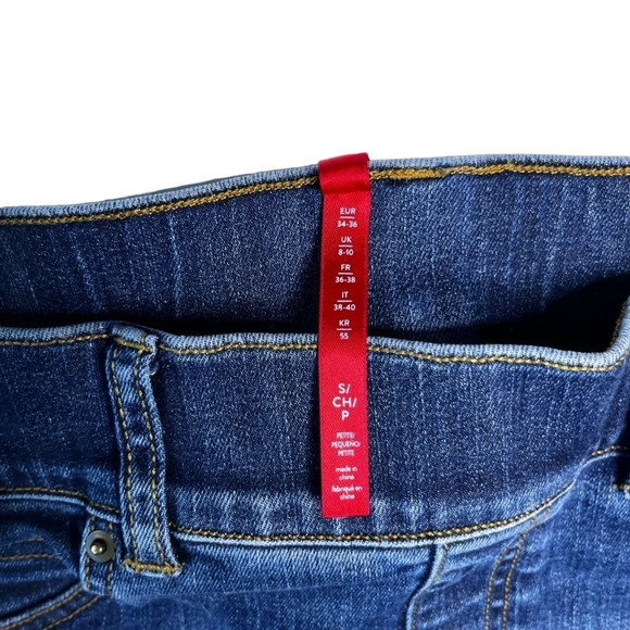 SPANX Women’s Pull On Flare Jean in Medium Dark Wash with Raw Hem Size Small P - Picture 9 of 11